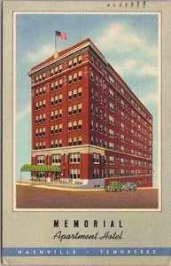 NASHVILLE, Tennessee Postcard "MEMORIAL APARTMENT HOTEL" Curteich Linen / 1948 - Picture 1 of 2