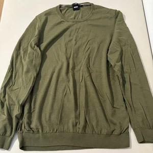BOSS Mens XXL Green Crew Neck Sweater Finest Italian Yarn Pullover - Picture 1 of 11