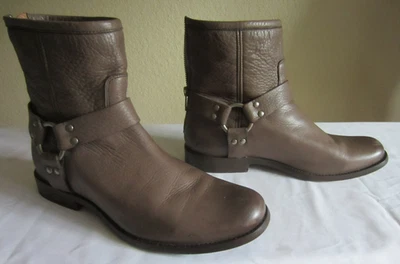 FRYE Philip Hrness Short Grey Genuine Leather Ankle Boots Sz.8.5B $332 #19850 - Image 1 of 4
