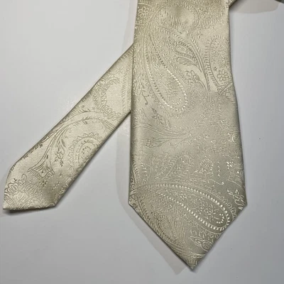 Corbata para hombre Vesuvio Napoli 59x3,25 marfil crema cachemira patrón jacquard corbata para cuello Foto 1 de 4