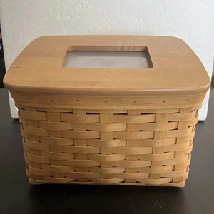 Longaberger 2004 Media Basket with Plastic Protector, one Divider and Photo Lid - Picture 1 of 13