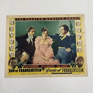 1953 Sposa di / Figlio di Frankenstein originale 11x14" Lobby Card Karloff Lugosi - Foto 1 di 6