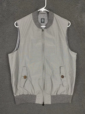 Eleventy Full Zip Grid Vest Men Size M Gray Italy Office Professional - Image 1 of 4