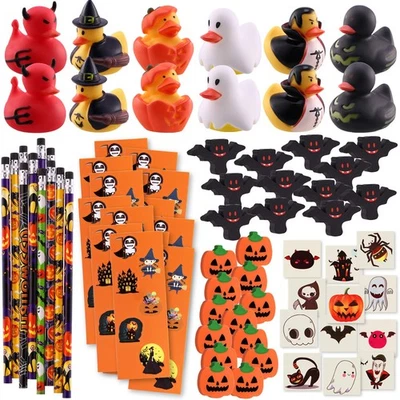 156 Piezas Favores de Fiesta de Halloween Brillo Tatuajes, Gomas de Borrar, Patos, Pegatinas, Foto 1 de 4