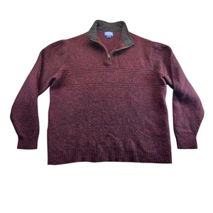 Pendleton Sweater Mens XL Burgundy Red Wool 1/2 Zip Long Sleeve - Picture 1 of 12