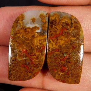 31.35Cts. Natural Moroccan Seam Agate Matched Pair Fancy Cabochon Loose Gemstone - Foto 1 di 3