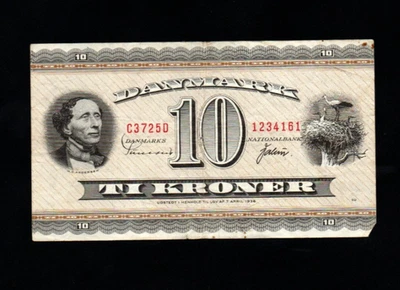 10 KRONER  FINE  BANKNOTE FROM DENMARK  1950-74   PICK-44 - Image 1 of 2