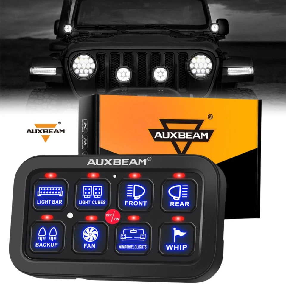 For Jeep SUV AUXBEAM 8 Gang On-Off Control Switch Panel Electronic Relay System Foto 1 de 4