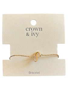 Crown & Ivy Initial "P" Bracelet Gold Tone Charm Delicate Chain Jewelry - Picture 1 of 3