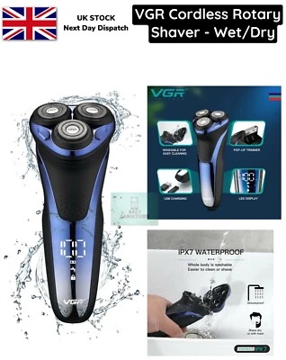Electric Shaver Wet Dry Rotary Shaving Razor with Pop-up Trimmer Mens UK - Image 1 of 4