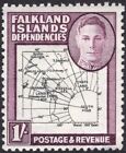 FALKLAND ISLANDS DEPENDENCIES-1946-49 1/- Blk & Ppl 'SOUTH POKE' Flw  Sg G8c AMM