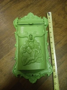 Cast Iron Mailbox Post Box Wall Mount Lockable Vintage, Cupid And Flower - Picture 1 of 13