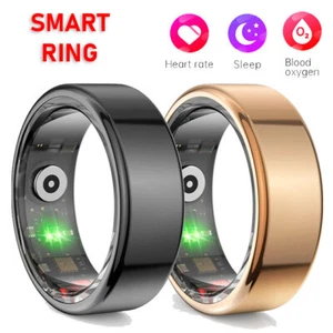 Anillo inteligente monitorización de frecuencia cardíaca, oxígeno en sangre y sueño blanco y negro - Imagen 1 de 10