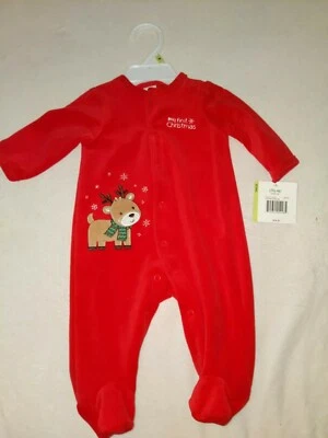 Little Me Holiday Velour Footie, Reindeer Tush, 3 Months - Image 1 of 4