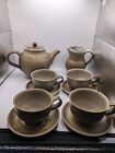 St Ives Pottery Teaset Teapot, Jug, and 4 Cups & Saucers - Cornwall - Studio