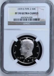 1979-S 50¢ Kennedy Half Dollar Type 2 NGC PF70 ULTRA CAMEO - Picture 1 of 3