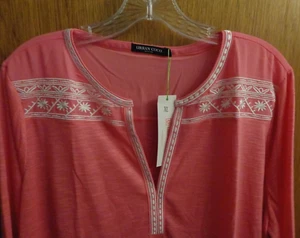 New Urban Coco Pink Boho Peasant Embroidered Tunic Top Women XL 50" chest - Picture 1 of 7