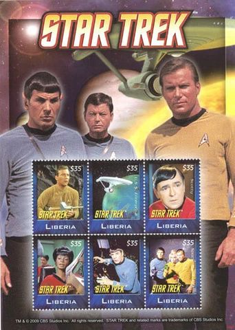 Liberia - 2009 - STAR TREK - Sheet of 6 Stamps - MNH Cover