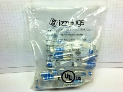 Izzy i62-38-1, #6 AWG Lug, 2 hole, 3/8" Holes, 1" OC, Long, Inspection -  50 pcs - Image 1 of 4