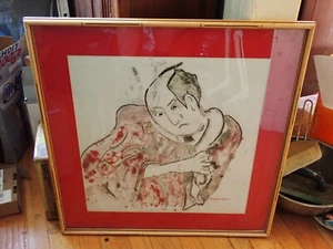 Disegno giapponese olio pastello su carta firmato "Afrodite '79" originale belle arti - Foto 1 di 8