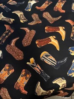 Timeless Treasures Botas de Vaquero Tela Fondo Negro Botas coloridas 3 1/4 años Foto 1 de 4