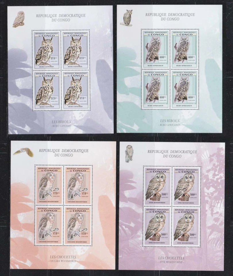 CONGO  2006 BIRD STAMPS  OWLS  BLOCK X4 MNH - BIRDL568 - Image 1 of 1