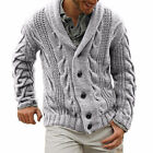 Men Cardigan Sweater Soft Knitted Jumper Coat Jacket Tops Buttons Chunky Collar