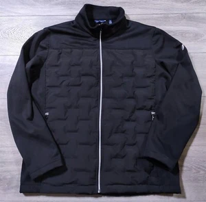 Nautica Jacket Adult Large Black Full Zip Mixed Media Rain Resistant Mens - Picture 1 of 7