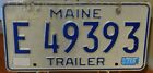 1989 Maine Trailer License Plate #E 49393