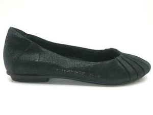 Earth Bellwether Damen-Ballerinas schwarz strukturiert plissiert Slipper flach 8 B Freizeit - Bild 1 von 9
