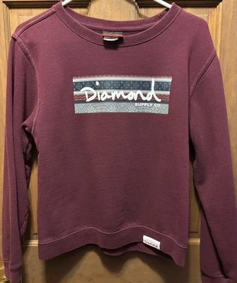 Women’s Diamond Supply Co Size Small Maroon Pullover Sweatshirt - Image 1 of 4