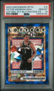 2023-24 Contenders Optic Victor Wembanyama #12 Lottery Ticket Blue Ice PSA 10 ๐ - Picture 1 of 4