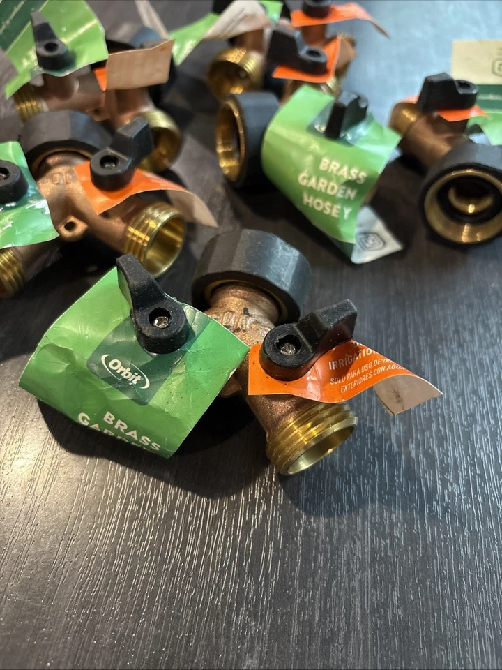 Lot 2 Orbit 263-005 Brass Faucet Adapter Dual Outlet with Dual Shut Off Valves Y