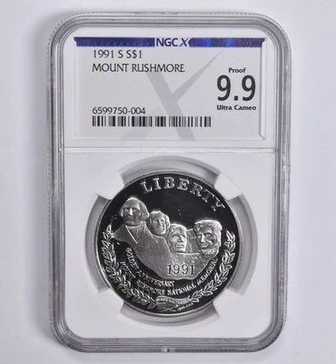 Proof 9.9 1991-S Mount Rushmore Commemorative Dollar NGC X NGCX *5057 - Image 1 of 4