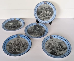 5 Creil & Montereau Earthenware Plates 8" C.H. Hamlet Costumes Nationaux Antique - Picture 1 of 20