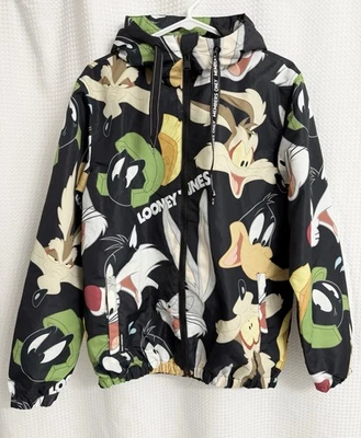 Chaqueta Para Hombres Looney Tunes Pequeña Negra Con Capucha Cremallera Solo Miembros Abrigo de Poliéster  Foto 1 de 4