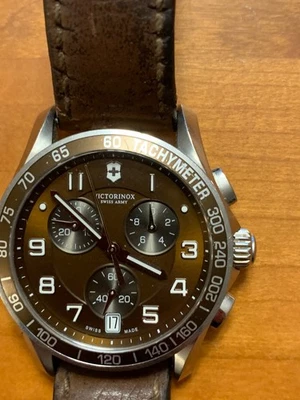 Victorinox 241498 Swiss Army Brown Dial Chronograph Men's Watch with New Battery - Image 1 of 4