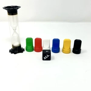 Whatzit Game Replacement Parts Pawns Tokens Timer Hourglass Black Dice - Picture 1 of 1