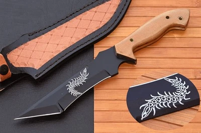 Cuchillo de caza Tanto hecho a mano personalizado hoja de acero inoxidable recubierta de negro 2877 Foto 1 de 4