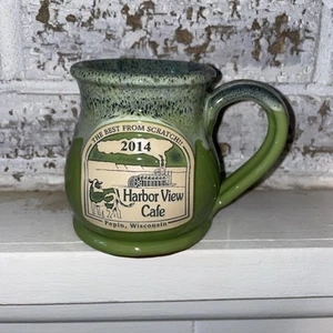 Deneen Keramik 2014 Hafenblick Cafe Pepin Wisconsin limettengrün Bauch Becher - Bild 1 von 4