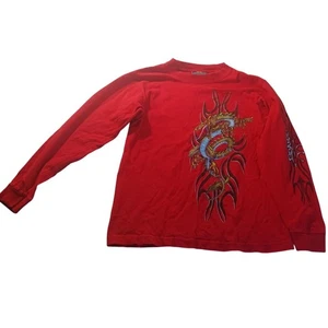 JNCO USA Made Dragon Long Sleeve Tee Youth M Red Flame Tattoo Graphic Y2K - Bild 1 von 8