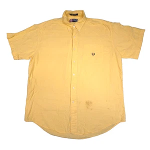 Ralph Lauren Shirt Mens LARGE yellow CHAPS Short Sleeve Button up casual Size L - Picture 1 of 12