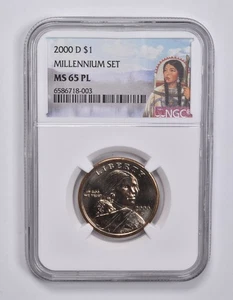 2000-D MS65 PL Millennium Set Sacagawea $1 NGC Special Lbl *3996 - Picture 1 of 5