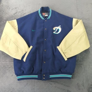 Miami Dolphins Nike Letterman Jacket Y2K Wool Leather Snap Button Men 2XL XXL - Picture 1 of 17