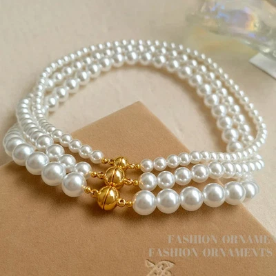 Vintage Mode Halskette Damen Schmuck Geometrisch Glas Perle Trendy - Bild 1 von 4