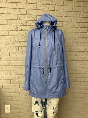 Impermeable Susan Graver Mujer Lila Cremallera Completa Frontal Con Capucha Talla S Foto 1 de 4