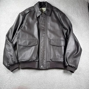 LL Bean Chaqueta Para Hombres XL Marrón Piel de Cabra Cuero A-2 Bombardero Vuelo Aviador Abrigo - Imagen 1 de 23
