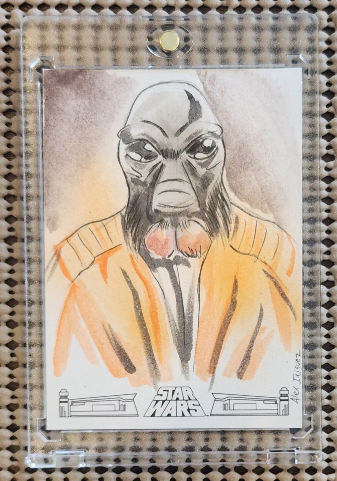 PONDA BABA SKETCH CARD ALEX INIGUEZ SIGNED AUTO RARE (1/1) STAR WARS: A NEW HOPE - Image 1 of 3