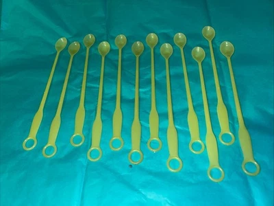 Vintage Tupperware Long Handled Iced Tea Cocktail Spoons Set of 12 Yellow - Image 1 of 3