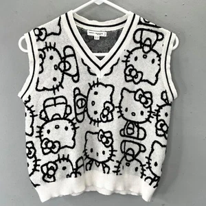 Shein X Hello Kitty Sweater Vest size 10 Youth Women XS Black White V Neck - Picture 1 of 6